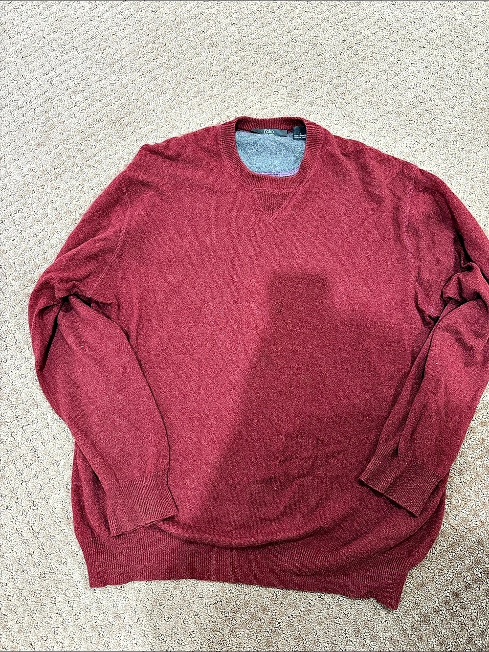 Folio New York 100% Cashmere Crew Neck Sweater Crew Neck Cashmere Sweater in Red